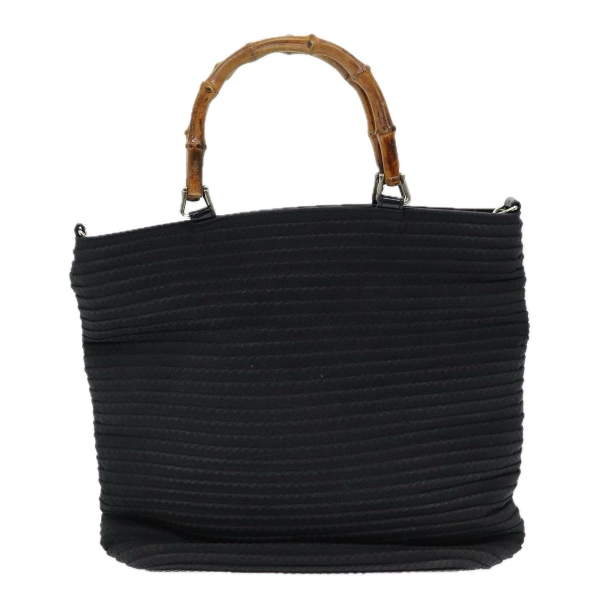 GUCCI Bamboo Hand Bag Nylon Black - 13