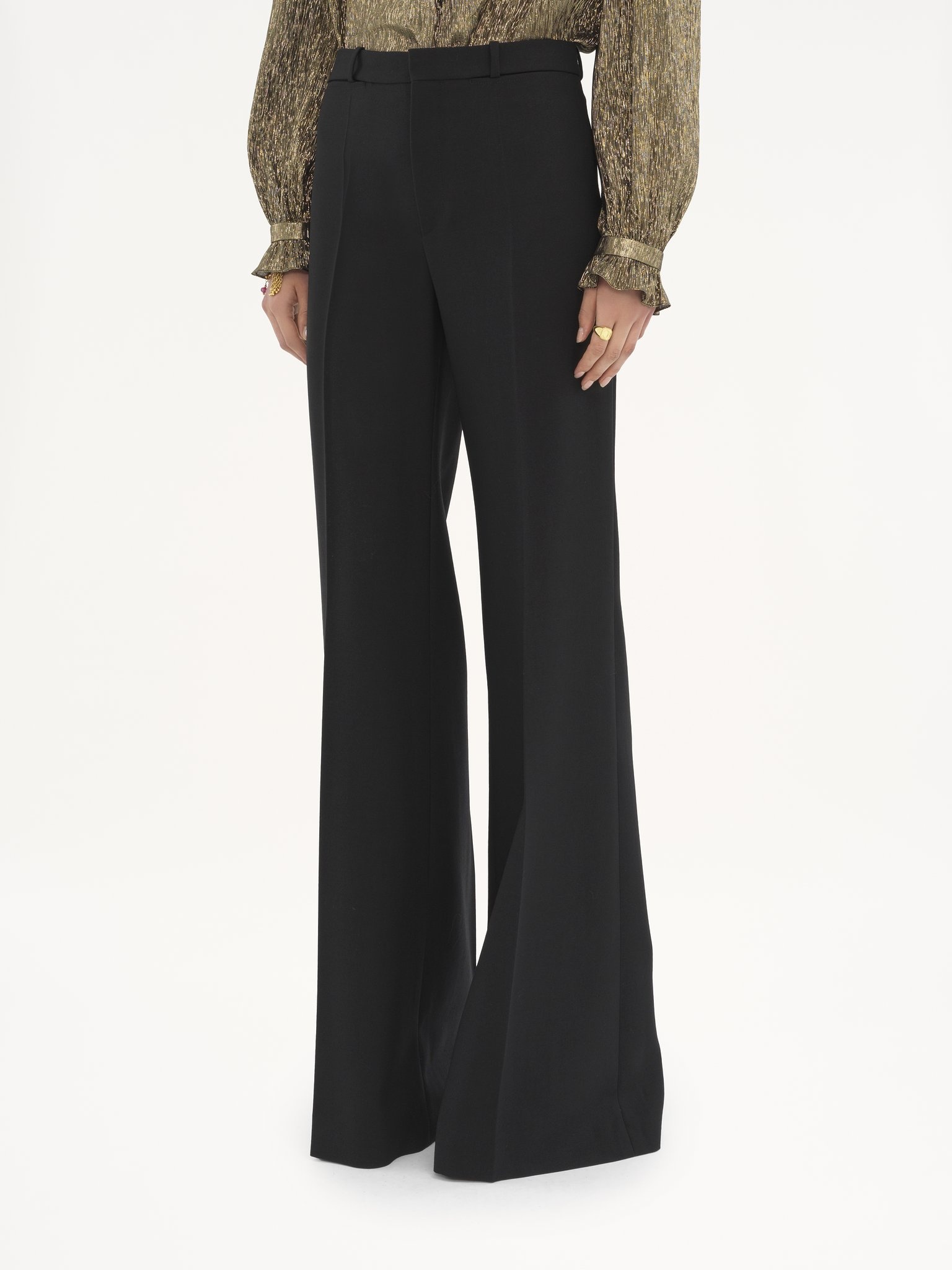 FLARED TAILORED PANTS IN WOOL GRAIN DE POUDRE - 4