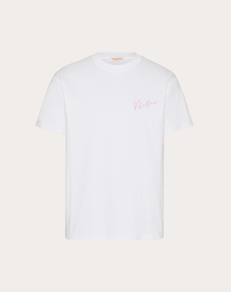 VALENTINO EMBROIDERY AND VLOGO SIGNATURE PRINT COTTON T-SHIRT 1