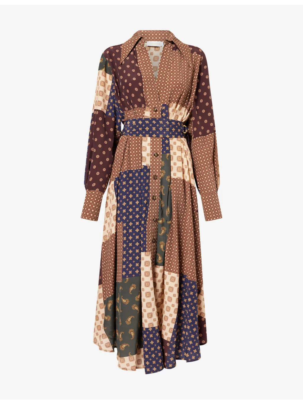 Tuck Patch-Print Silk-Blend Midi Dress - 1