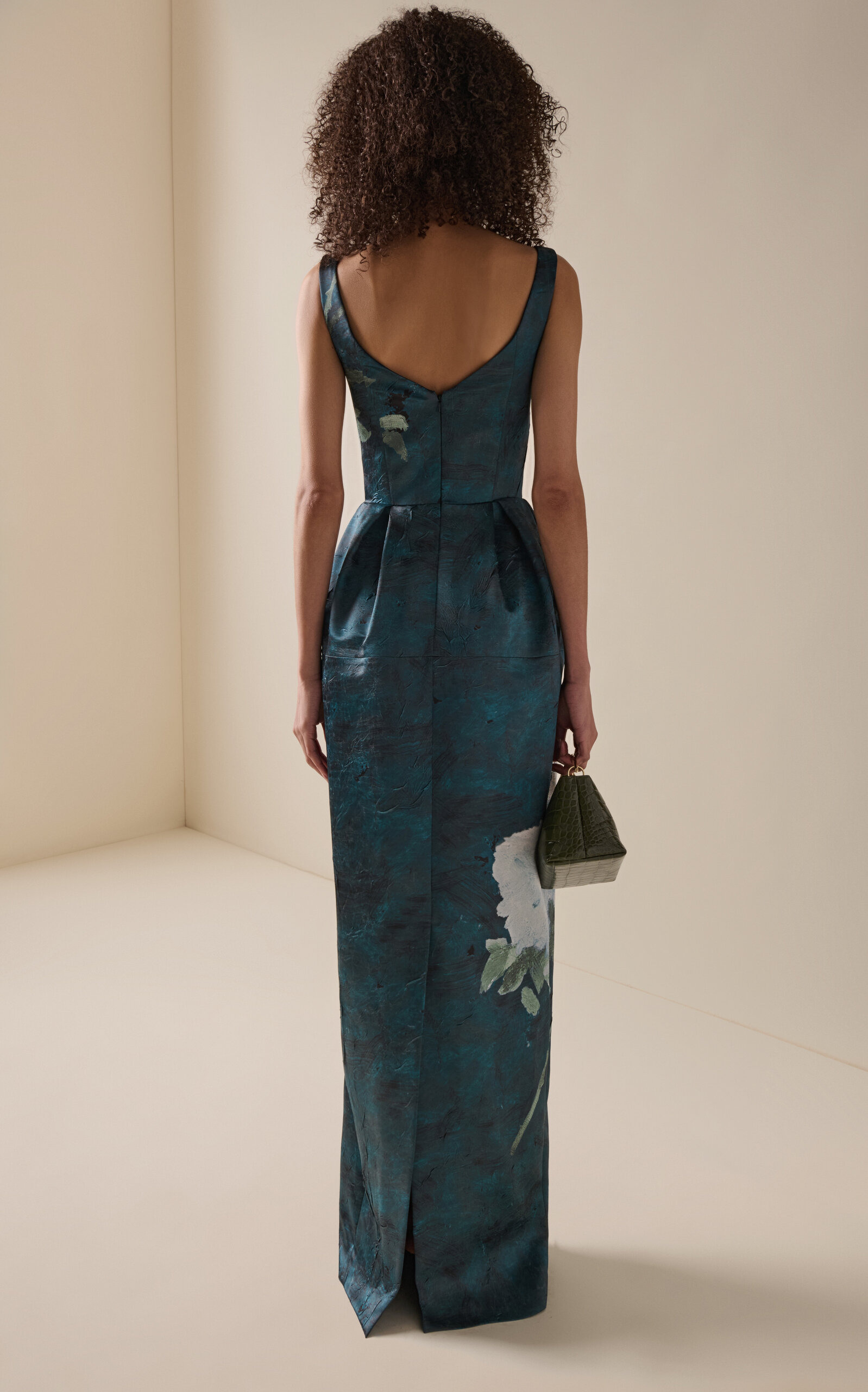 Painting-Printed Bustier Cocktail Dress navy - 4
