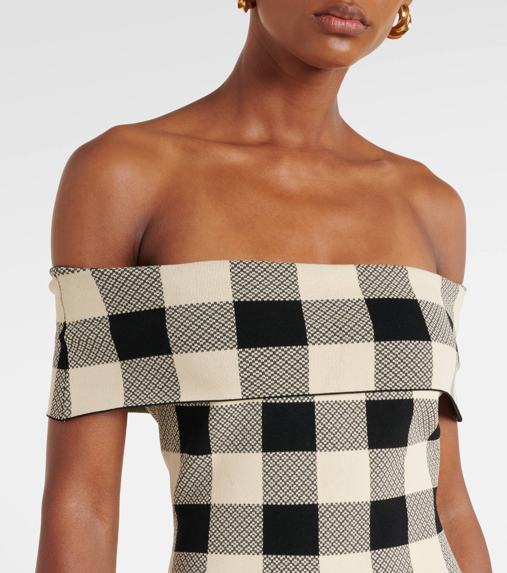 Pippa checked off-shoulder top - 4