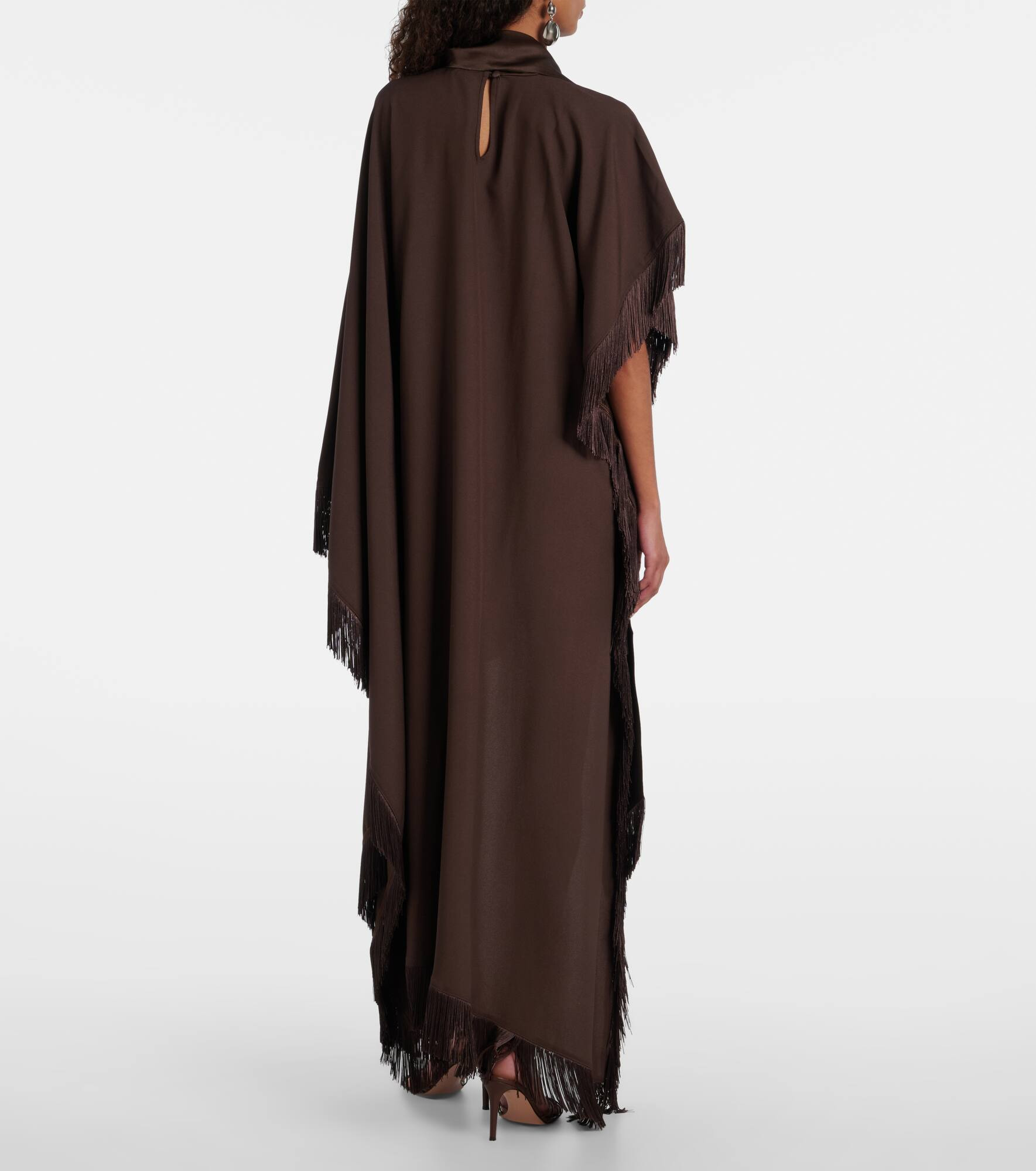 New Age fringed asymmetric satin kaftan - 3