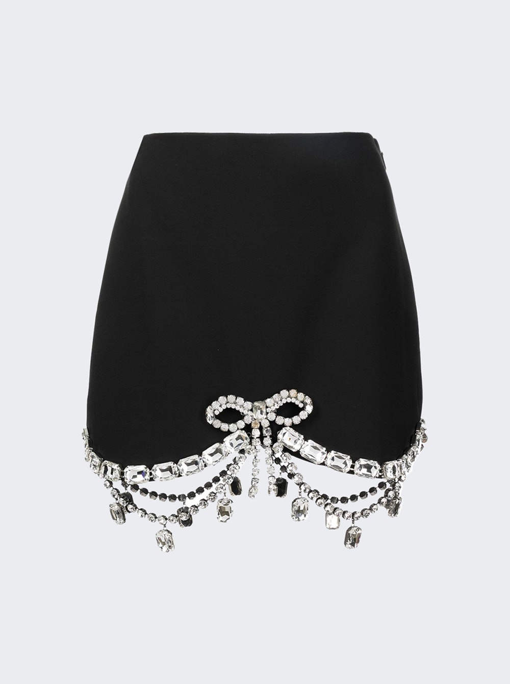 Crystal Bow Scallop Mini Skirt Black - 1