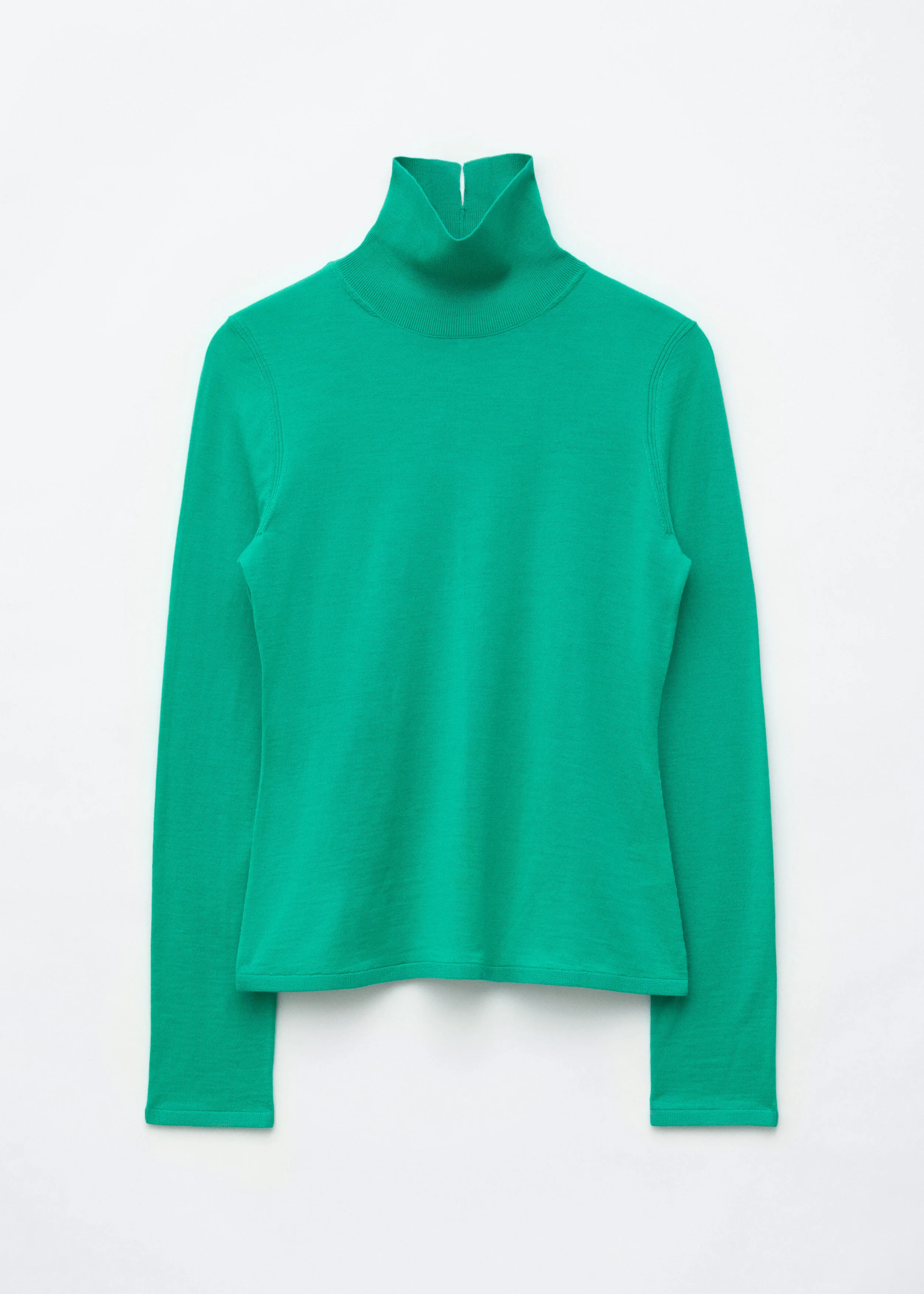 Merino Wool Polo Neck Top - 1