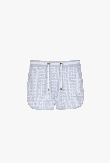 Bicolor knit shorts with Balmain monogram - 1