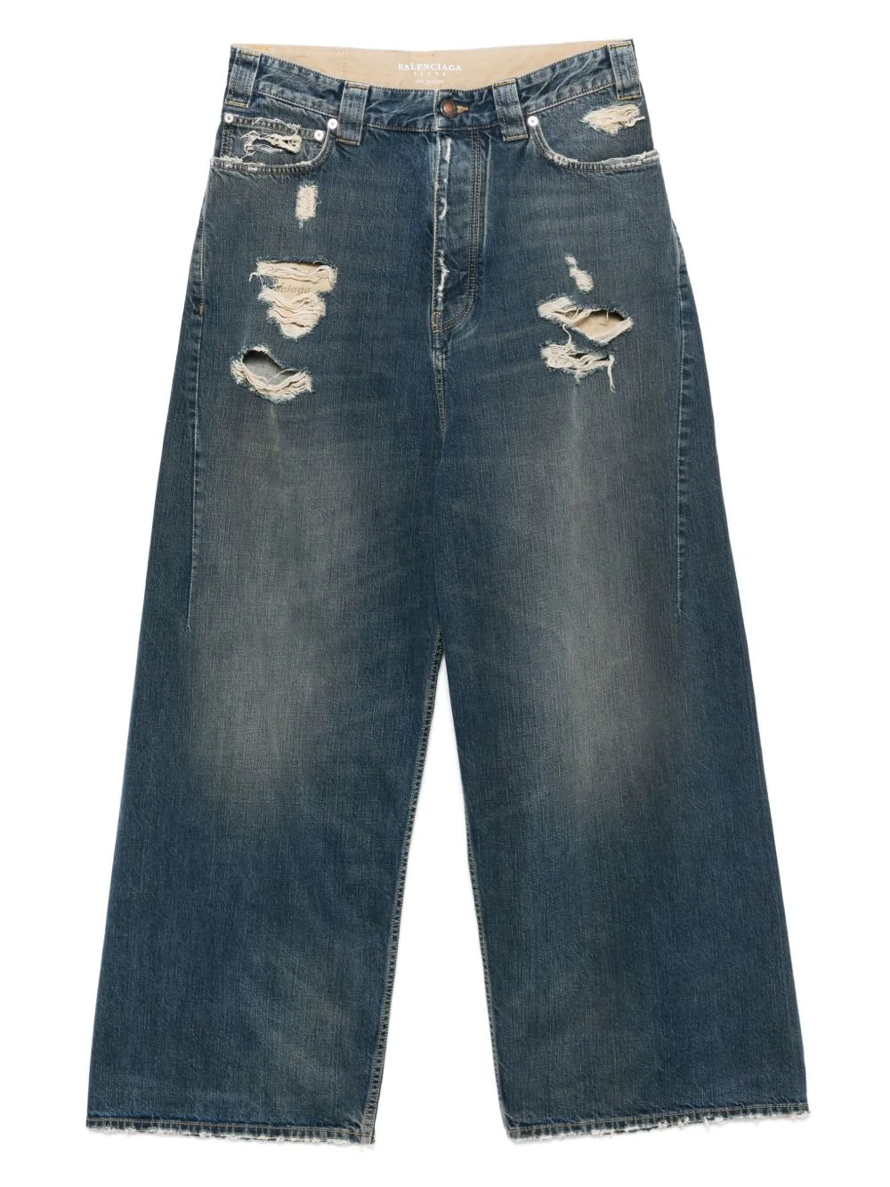 distressed wide-leg jeans - 1