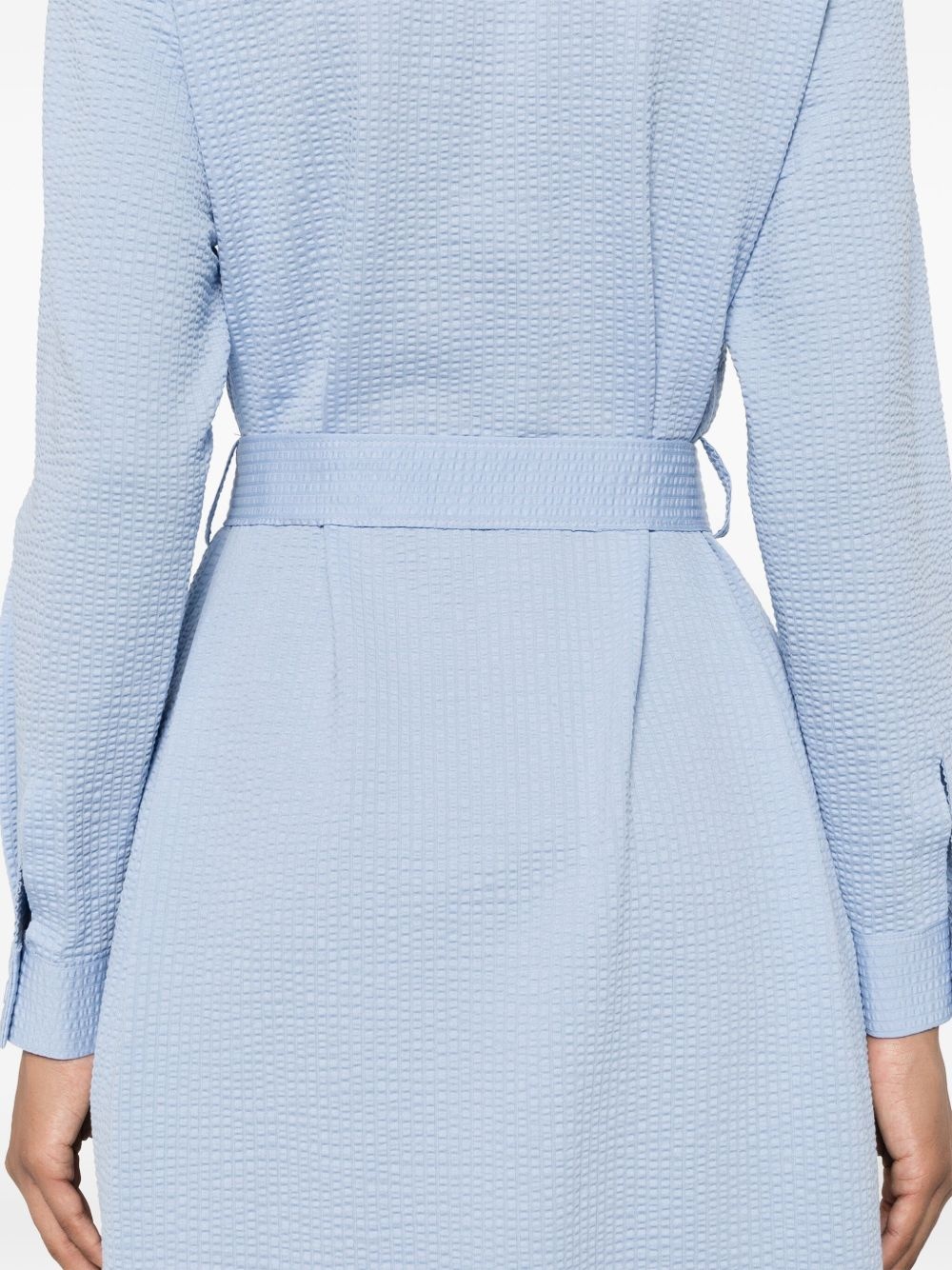 seersucker belted midi dress - 5