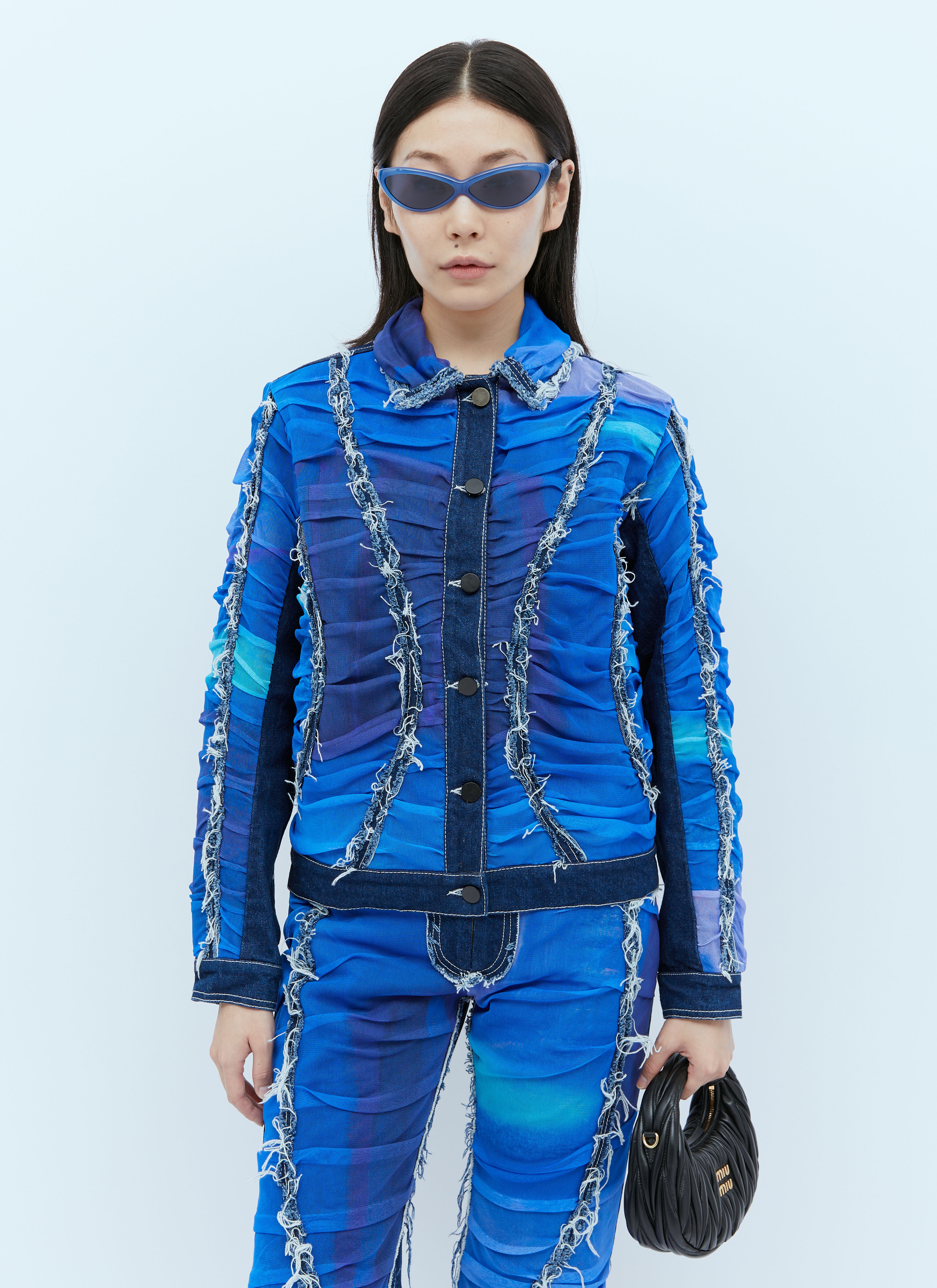 Mesh Construction Denim Jacket - 4
