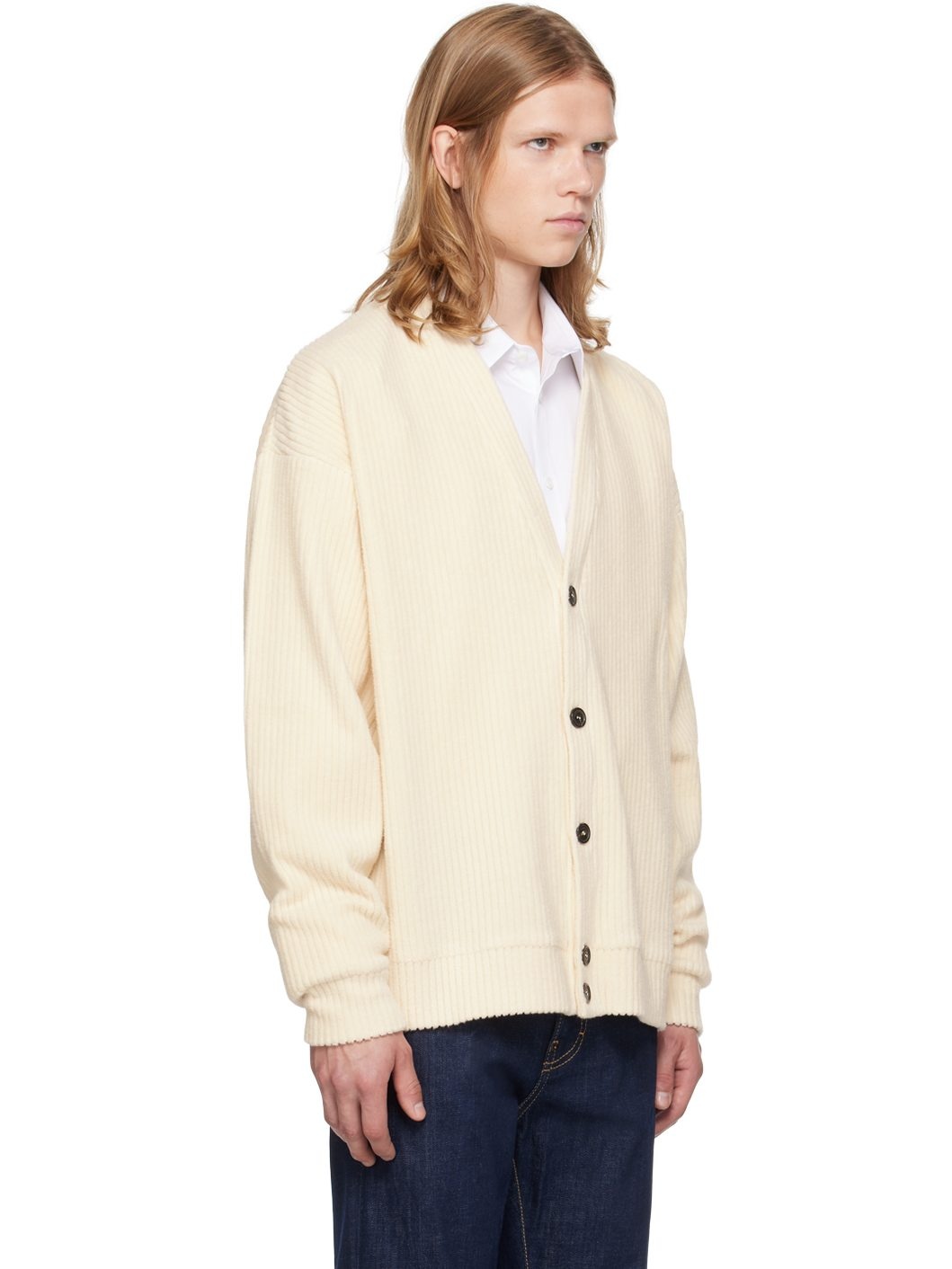 Off-White Y-Neck Cardigan - 2