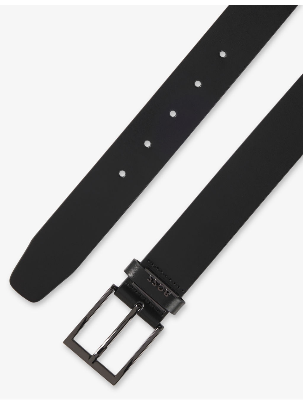 Branded-Buckle Leather Belt - 5