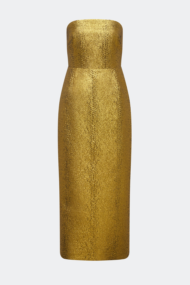 SIMONMILLER Verdelle Metallic Midi Dress In Star Gold outlook
