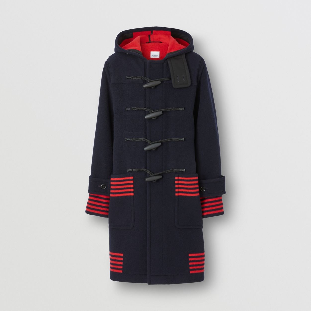 Stripe Detail Wool Duffle Coat - 4