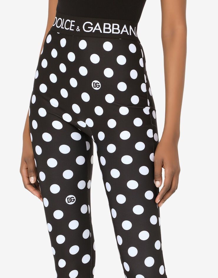 Spandex leggings with polka-dot print and branded elastic - 4