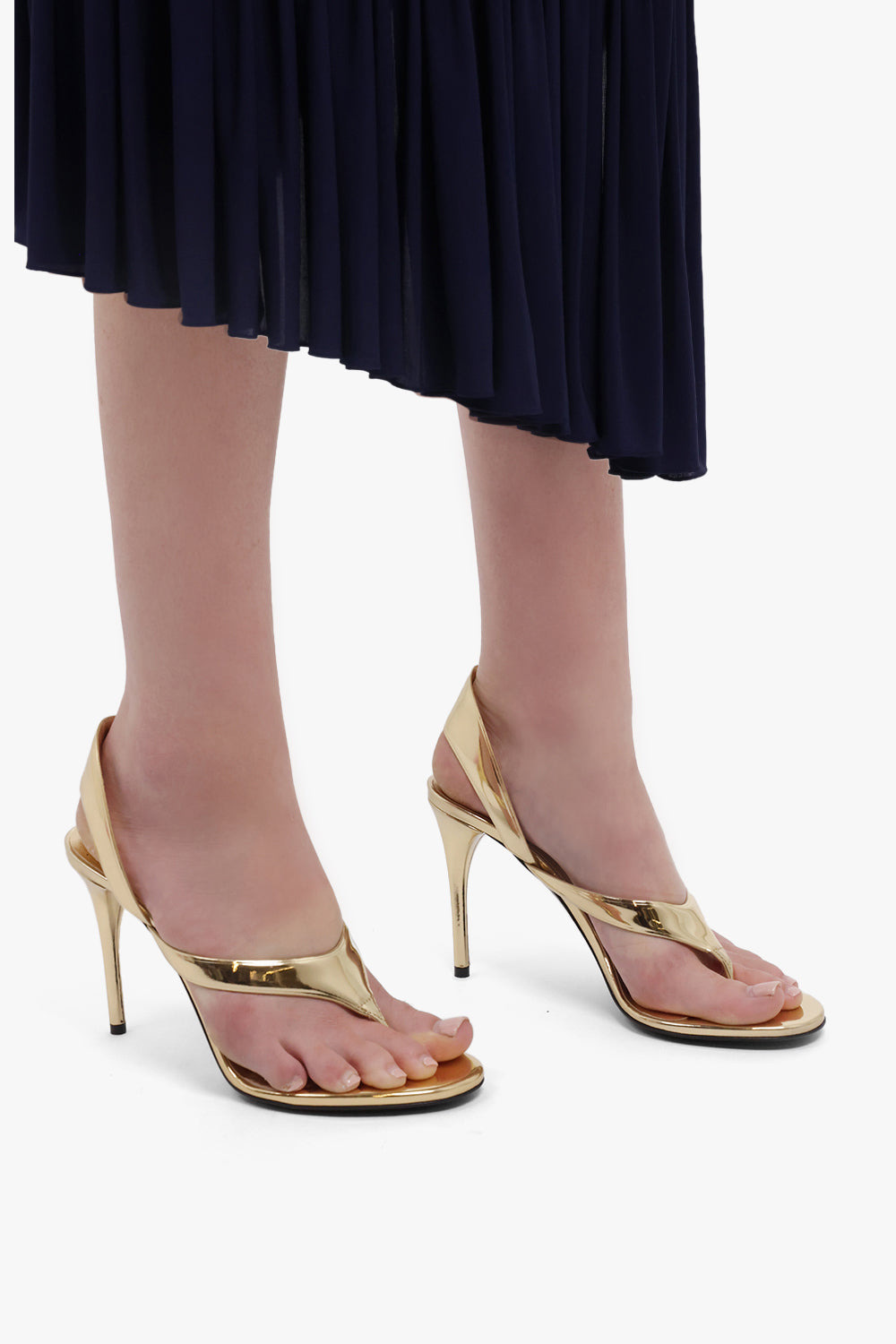 THONG 90MM SANDAL HEEL | MIRROR GOLD - 6