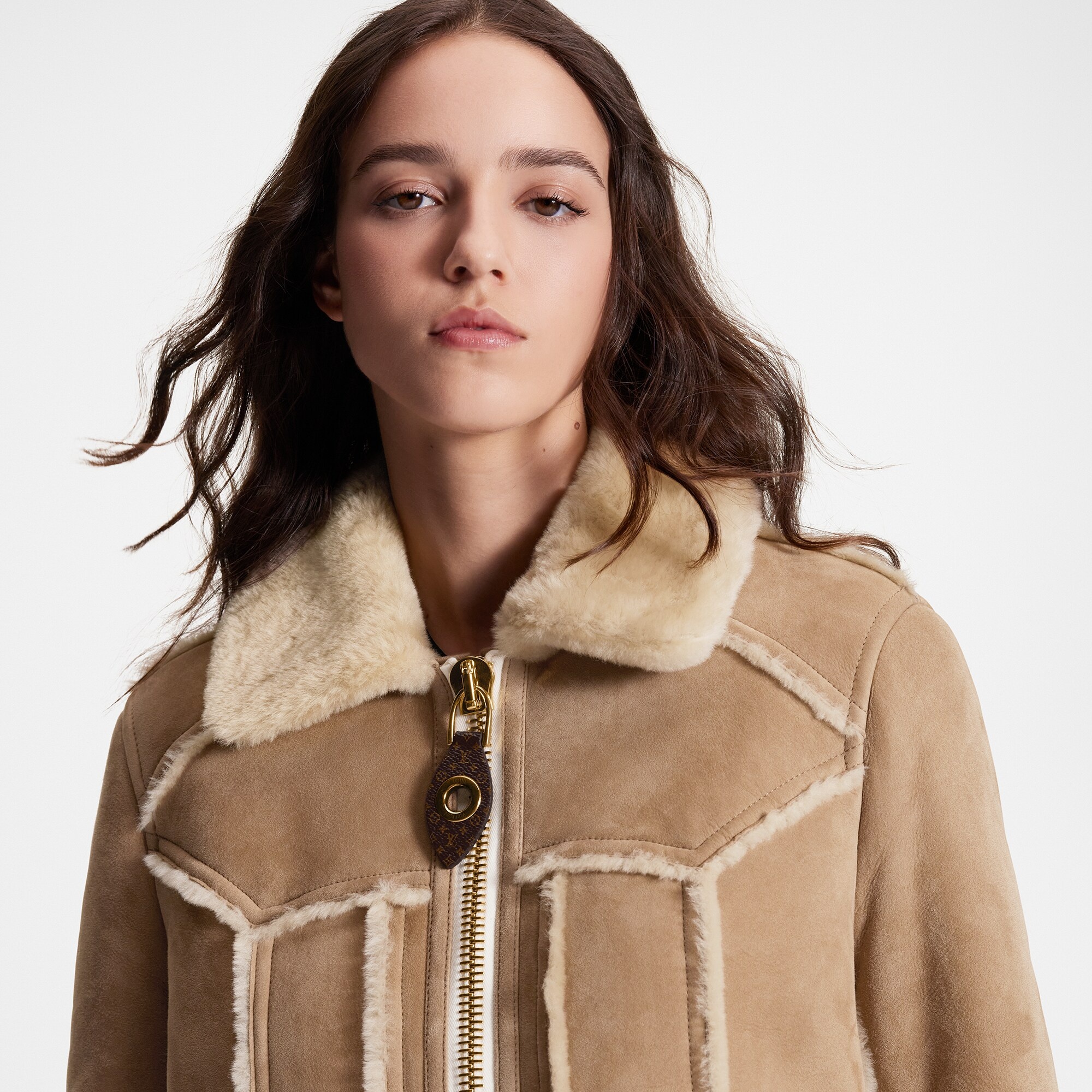 Topstitched Shearling Coat - 4