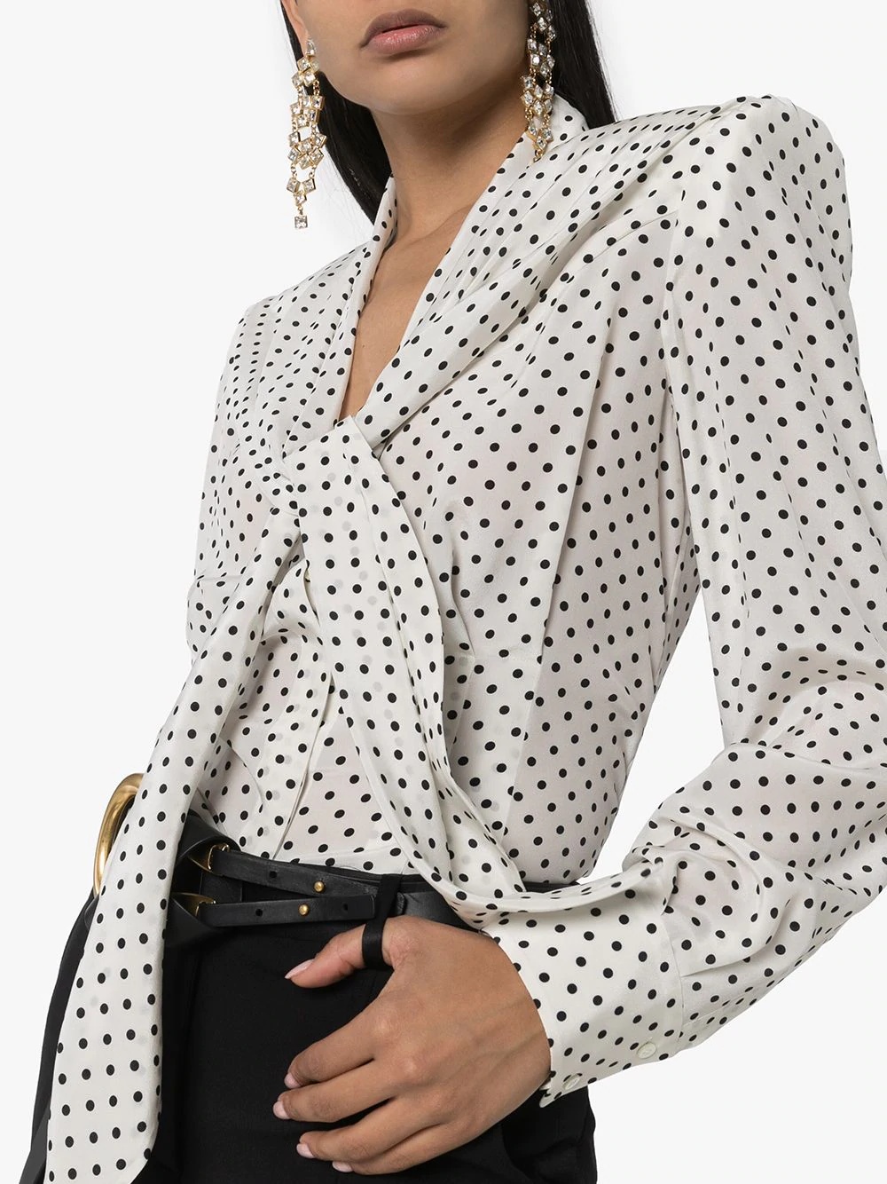 square-shoulder polka dot blouse - 5