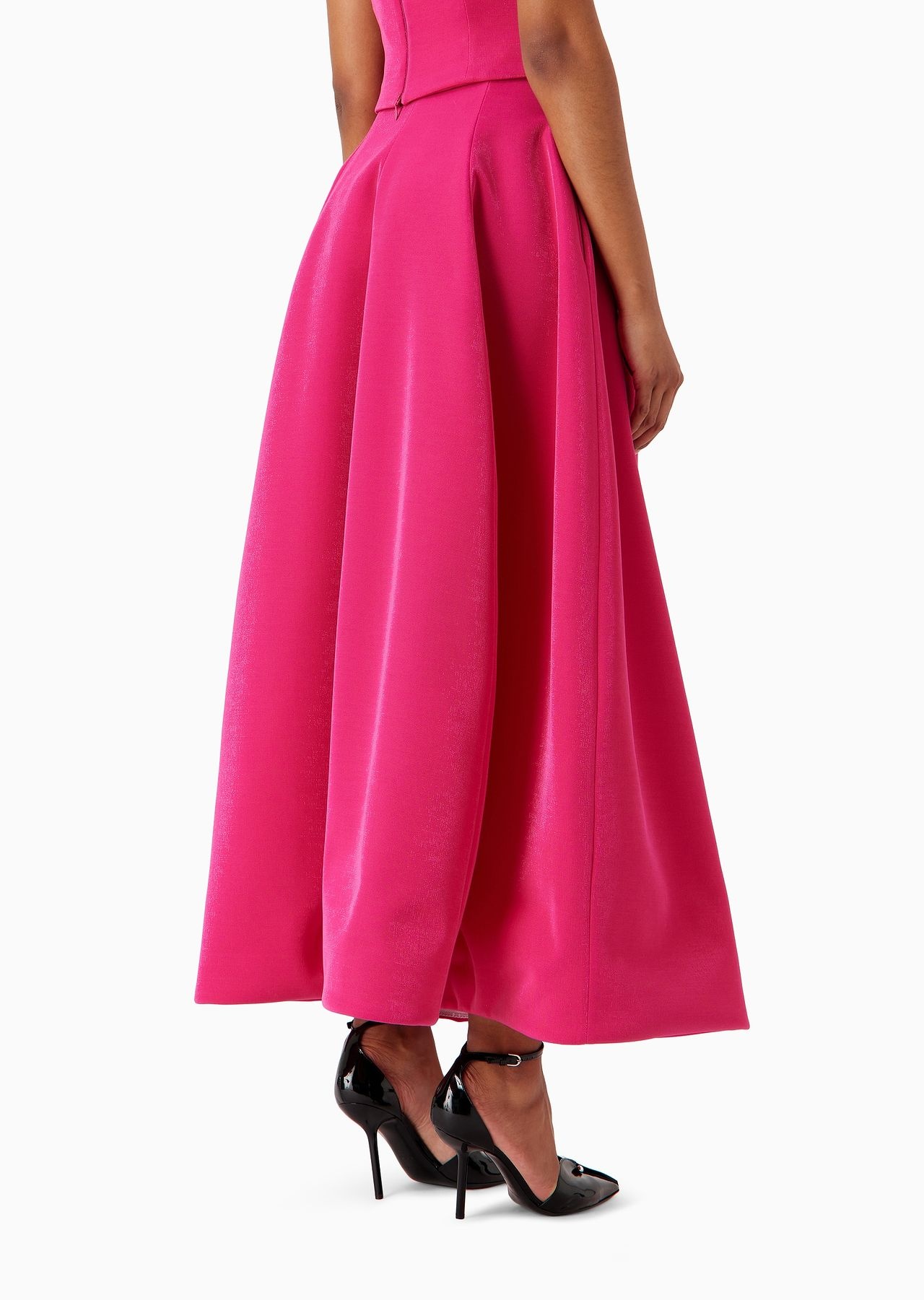 Long skirt with crinoline in shiny lurex-effect piqué - 3