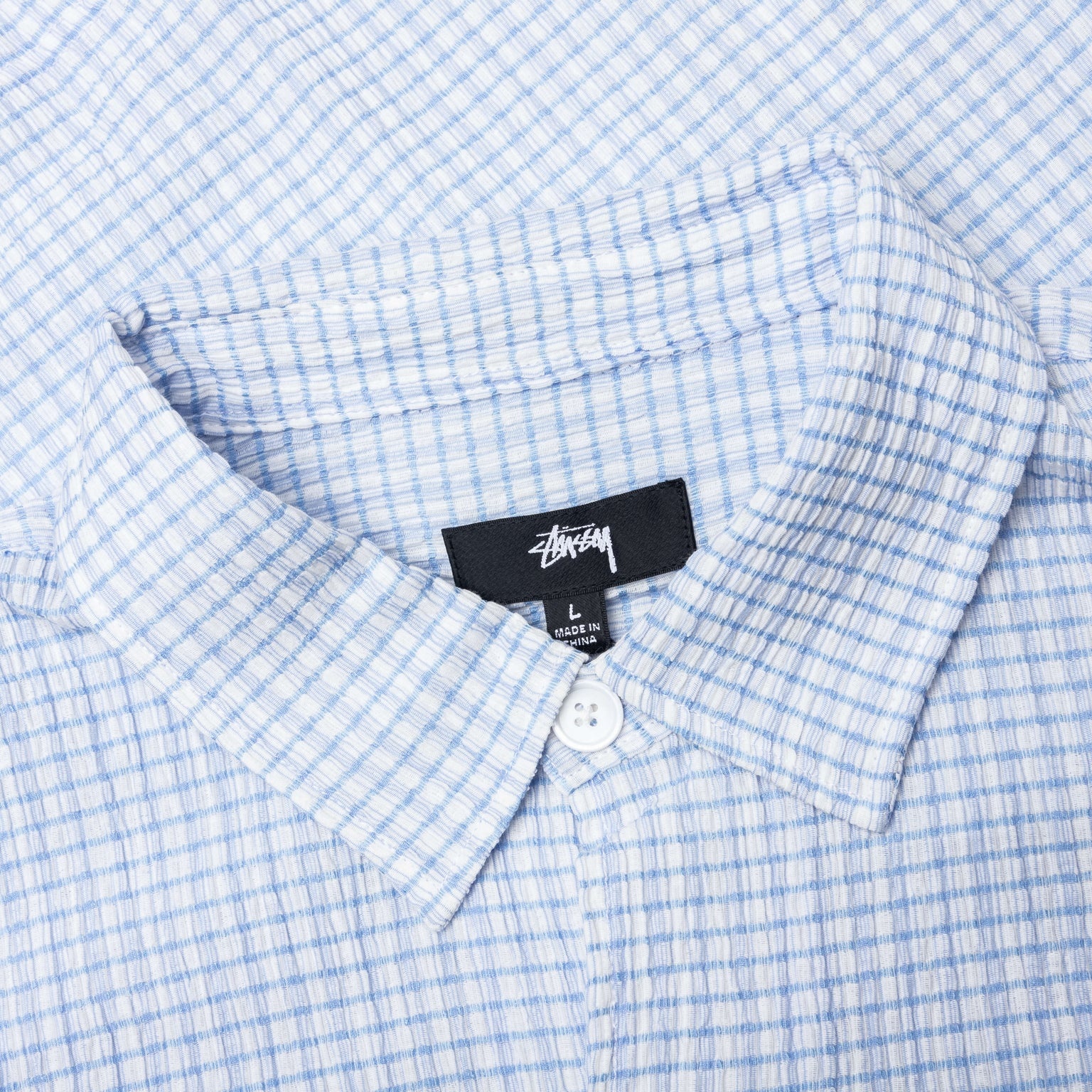 FLAT BOTTOM CRINKLED SHIRT - BLUE CHECK - 3