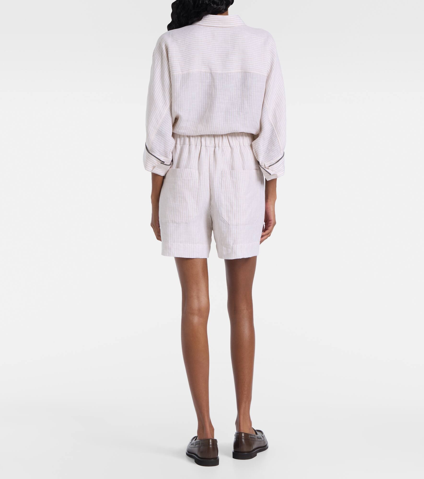Striped linen Bermuda shorts - 3