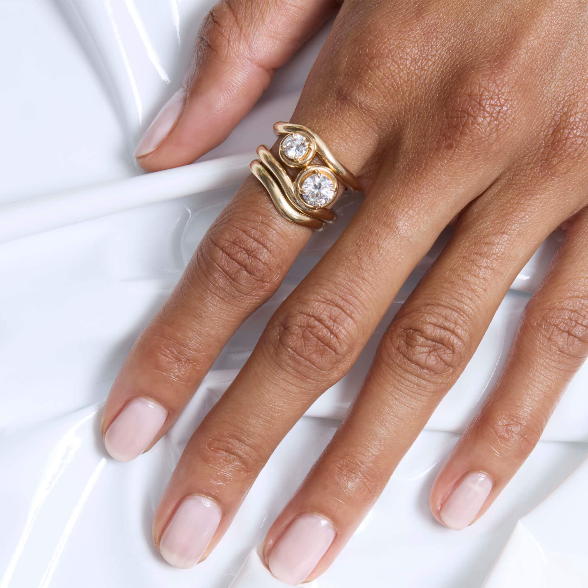 0.5CTW LAB-Created Diamond Bonbon Merge Ring - 32