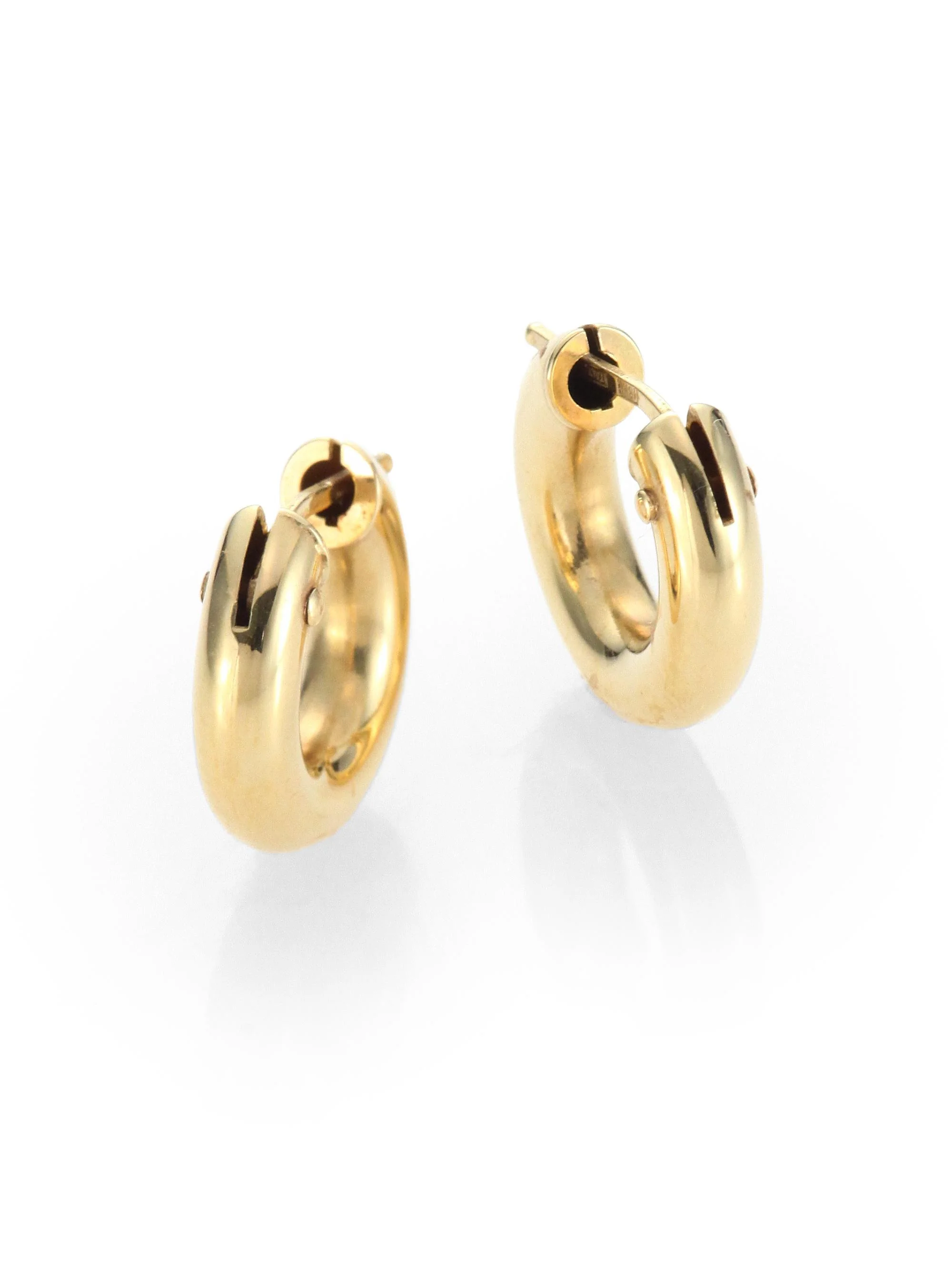 Women's 18K Yellow Gold Huggie Hoop Earrings/0.5" - Gold - 1