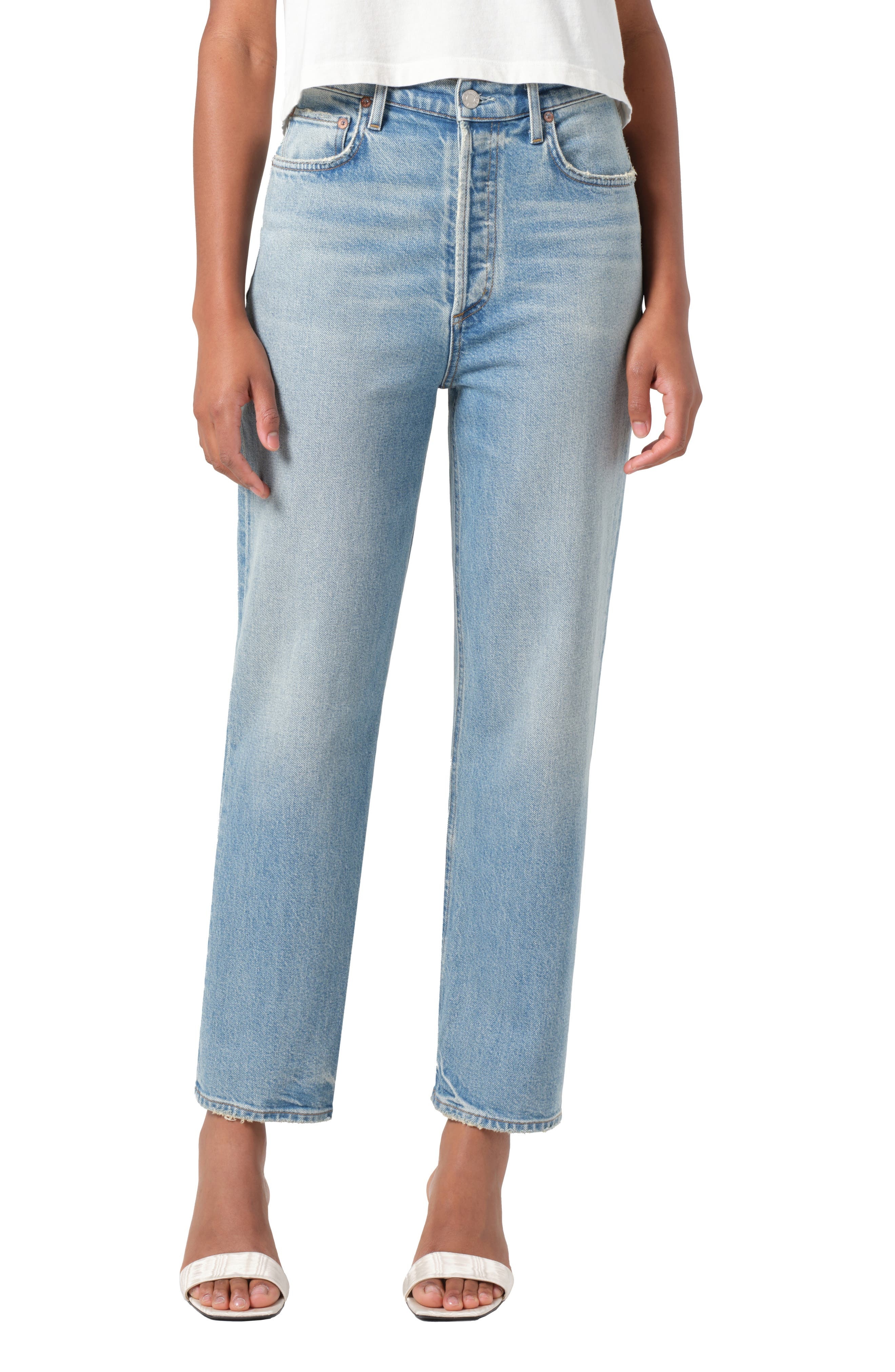 AGOLDE '90s Pinch Waist High Waist Crop Straight Leg Jeans in Ripple at Nordstrom - 1