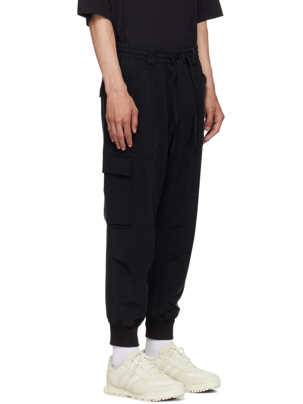 Black Utility Cuffed Cargo Pants - 2