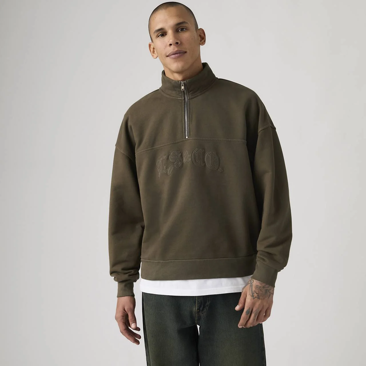 BOXY QUARTER ZIP SWEATSHIRT - 1