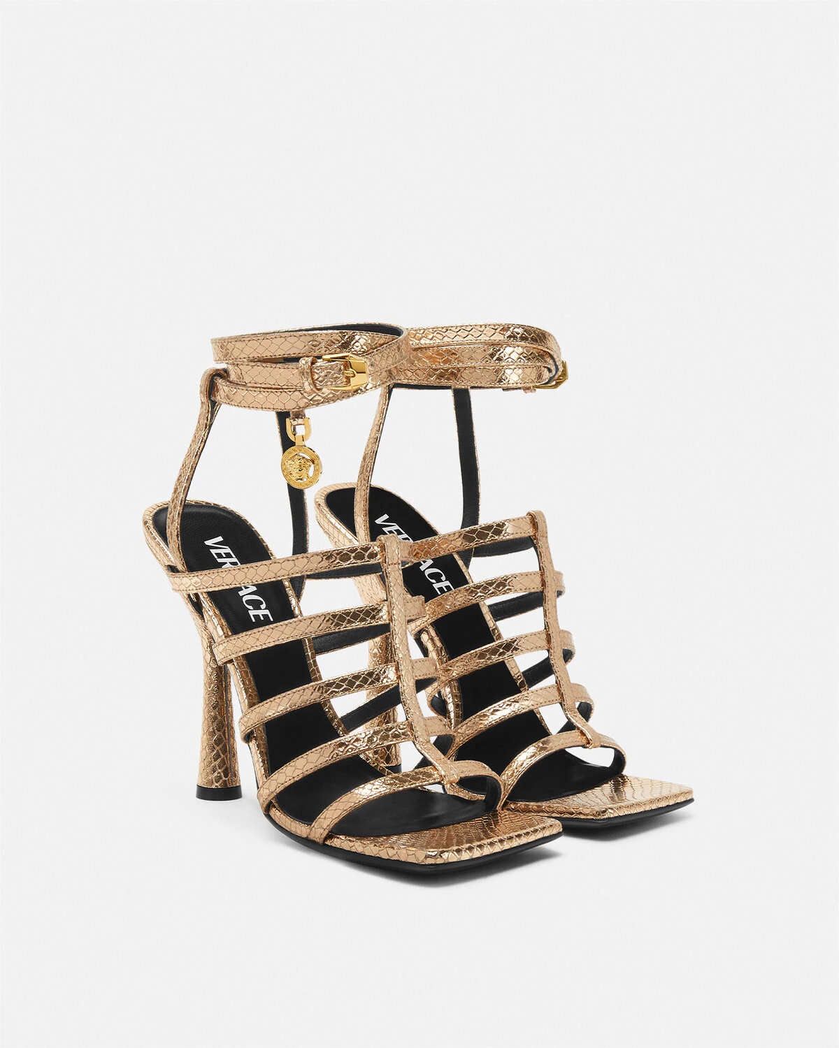 Lycia Snake-Effect Cage Sandals 110 mm - 2
