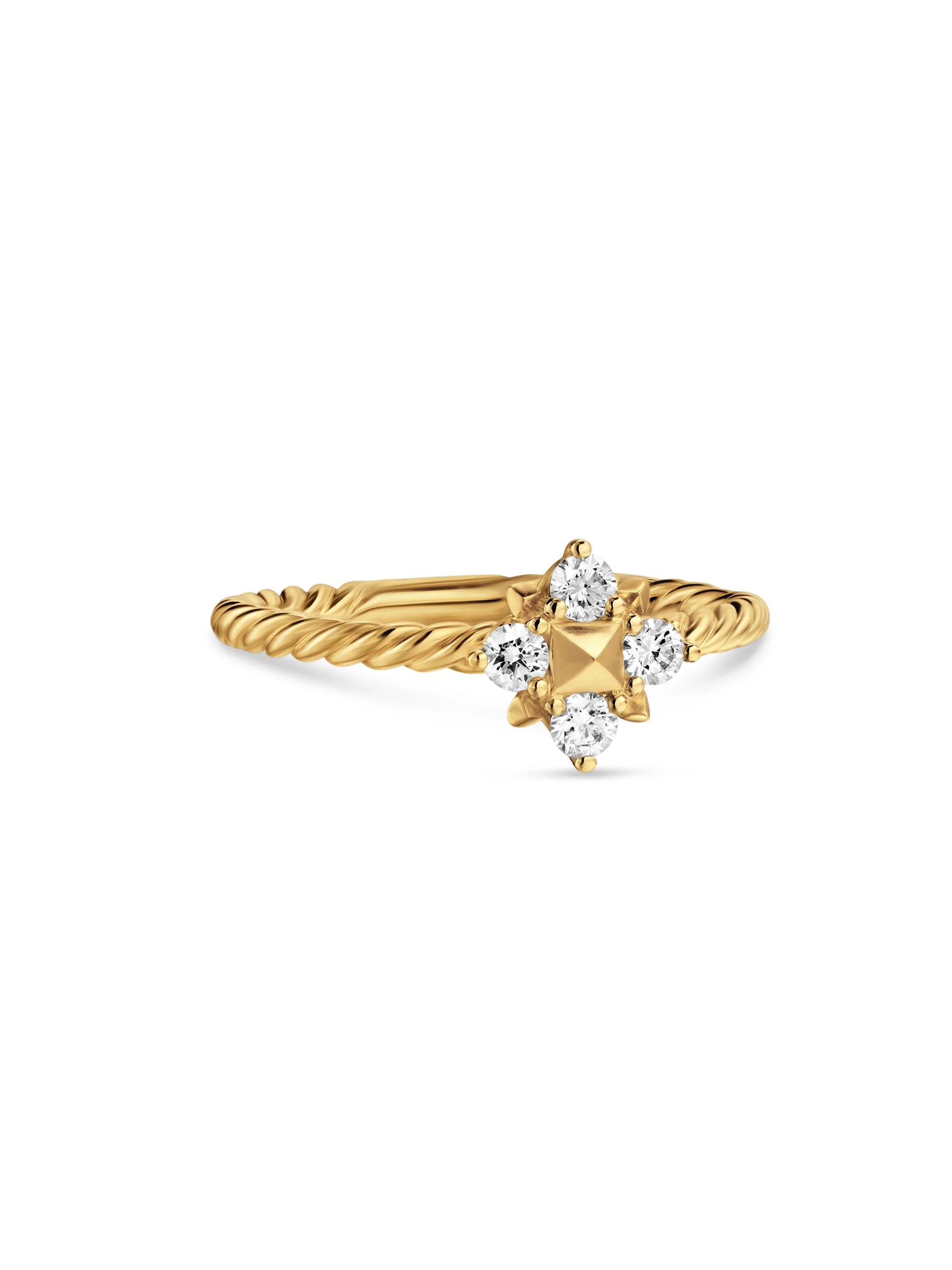 Women's Petite Modern Renaissance Pyramid Ring in 18K Yellow Gold - Diamond - 1