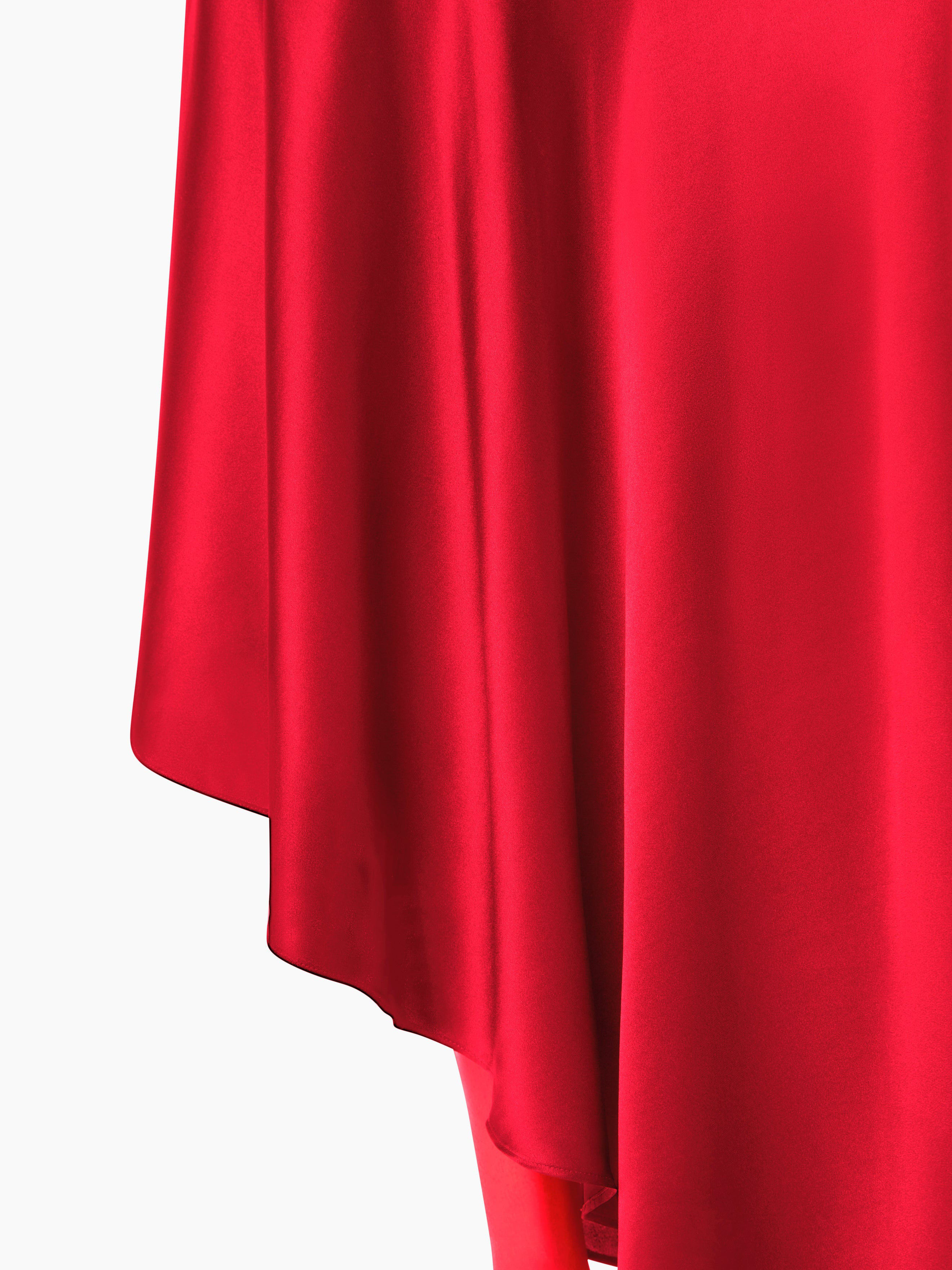 Red Asymmetric Draped Skirt - 3