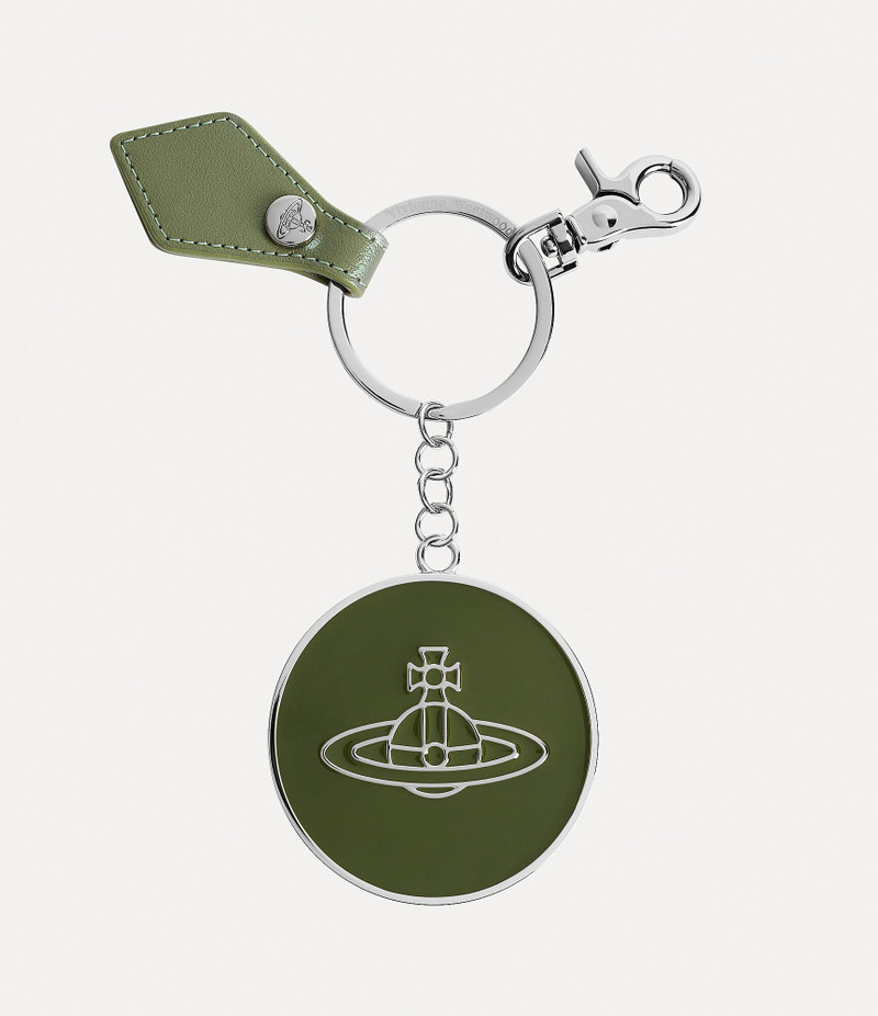 PEARLISED LEATHER THIN LINE ORB MIRROR KEYRING 1