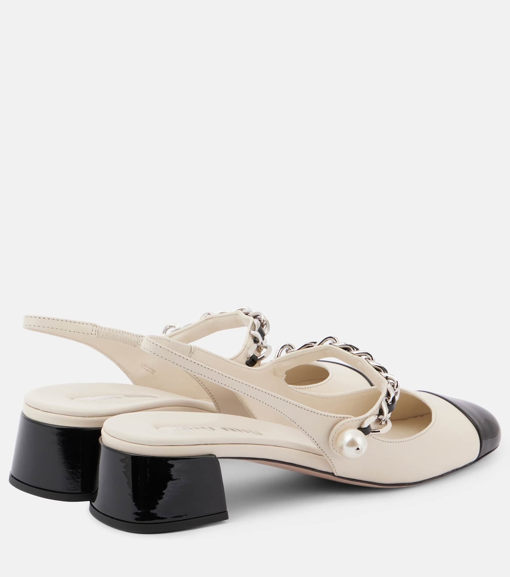 Embellished leather slingback pumps - 3