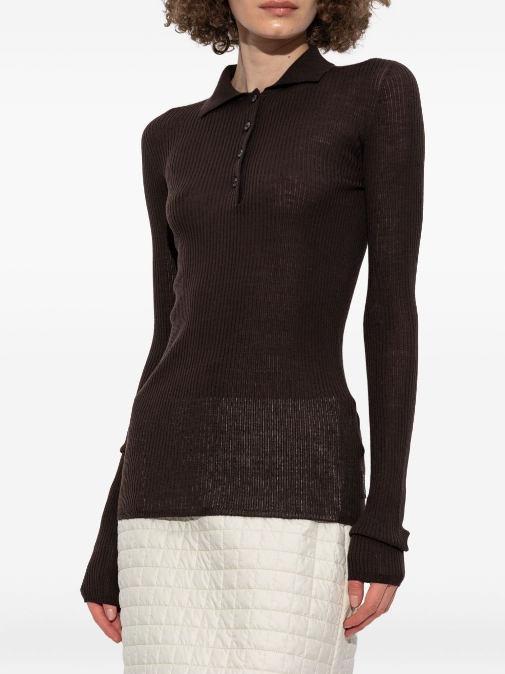 ribbed polo top - 3