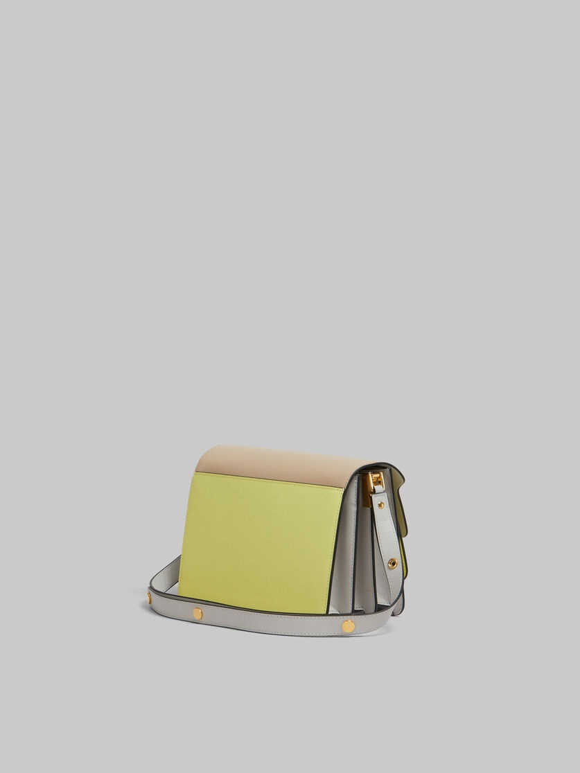 TAN YELLOW AND GREY SAFFIANO LEATHER MEDIUM TRUNK BAG - 2