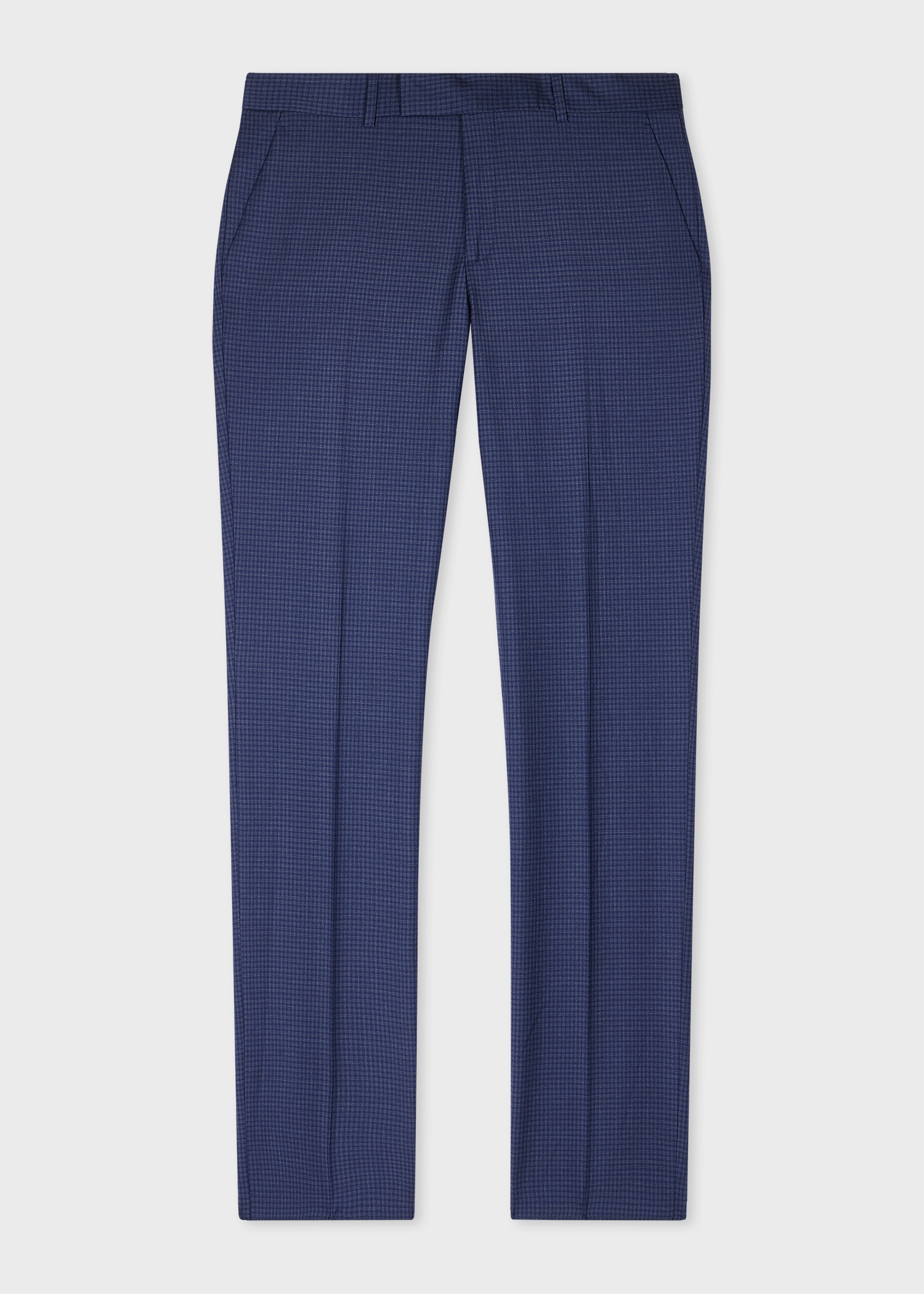 The Soho - Tailored-Fit Dark Blue Gingham Wool Suit - 6