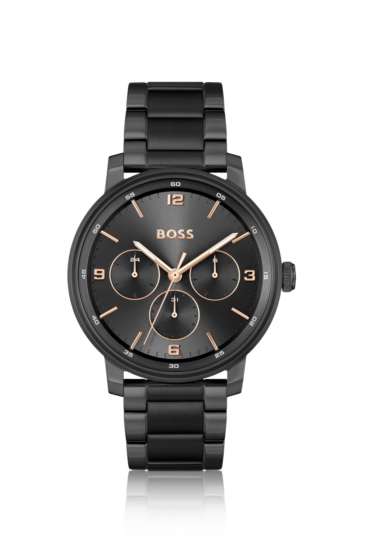 BLACK LINK-BRACELET WATCH WITH TONAL DIAL - 1