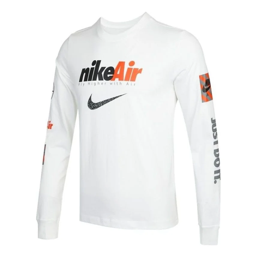 Nike Air Logo Printing Sports Breathable Long Sleeves White DJ1416-100 - 1