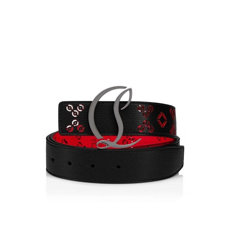 Cl Logo Belt Woman BLACK-LOUBI/GUN METAL 1