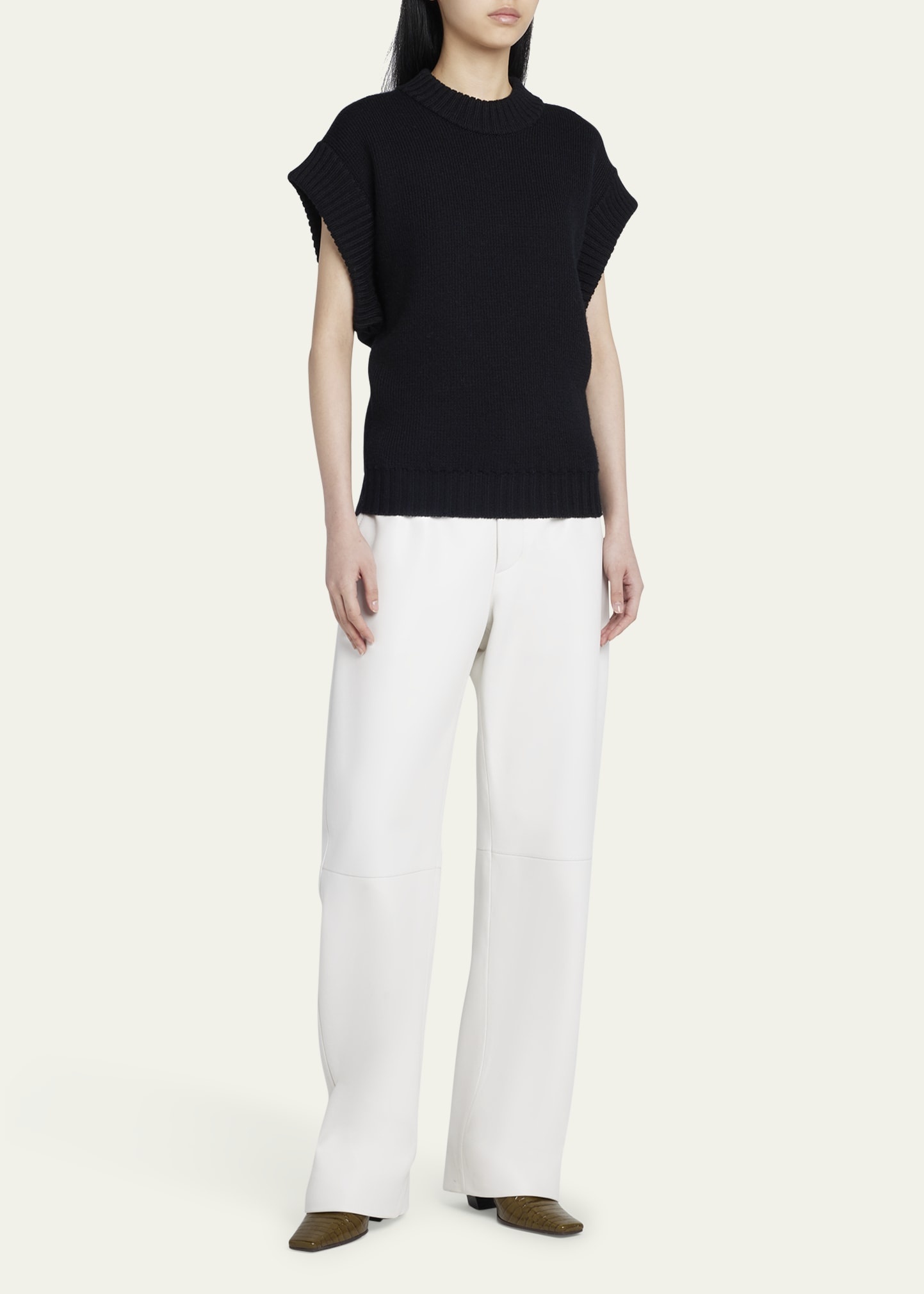 Short Sleeve Wool Sweater - 2