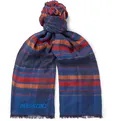 Striped Fringed Cotton and Silk-Blend Scarf - 4