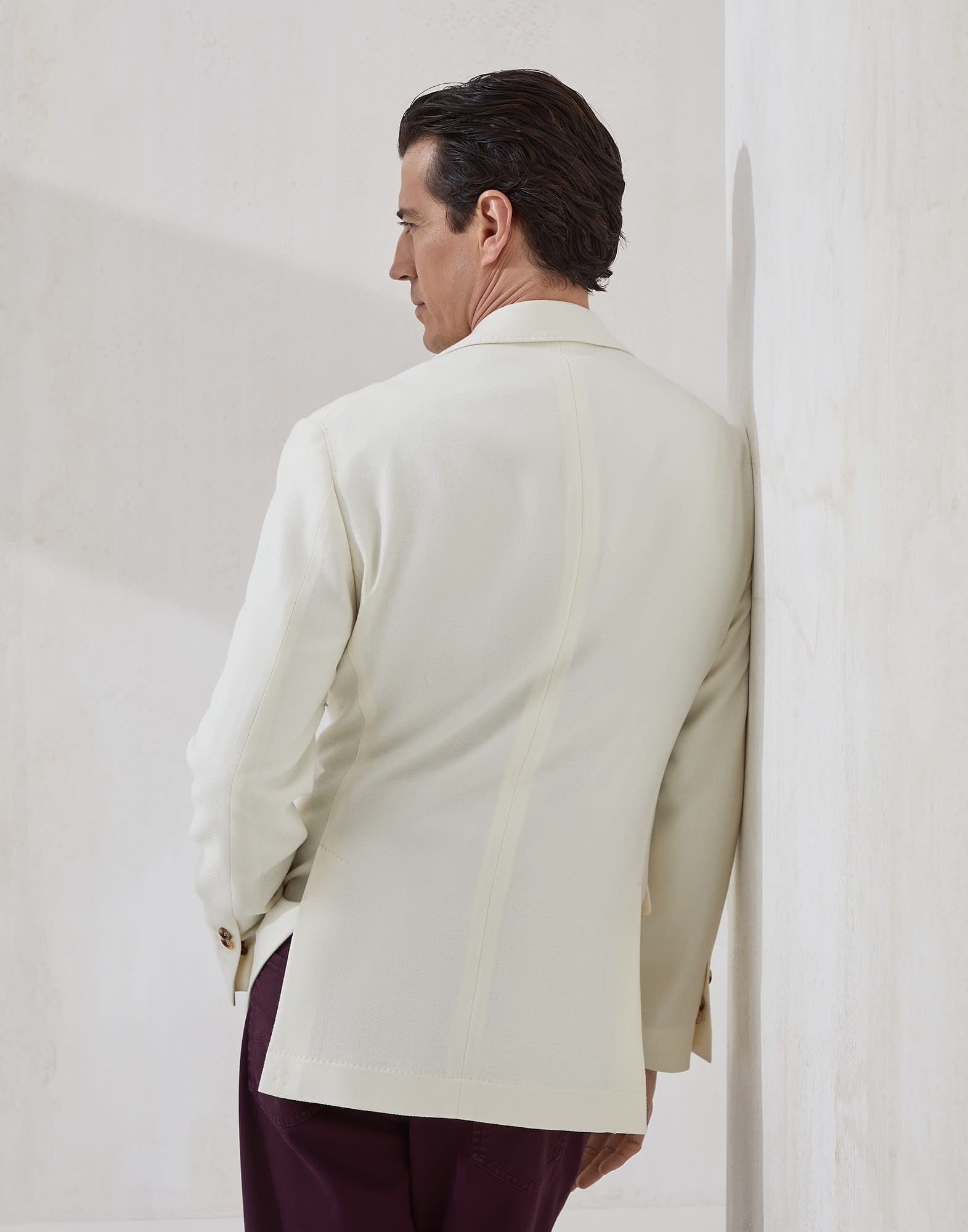 Wool, cashmere and silk cavalry deconstructed blazer with large peak lapels - 2