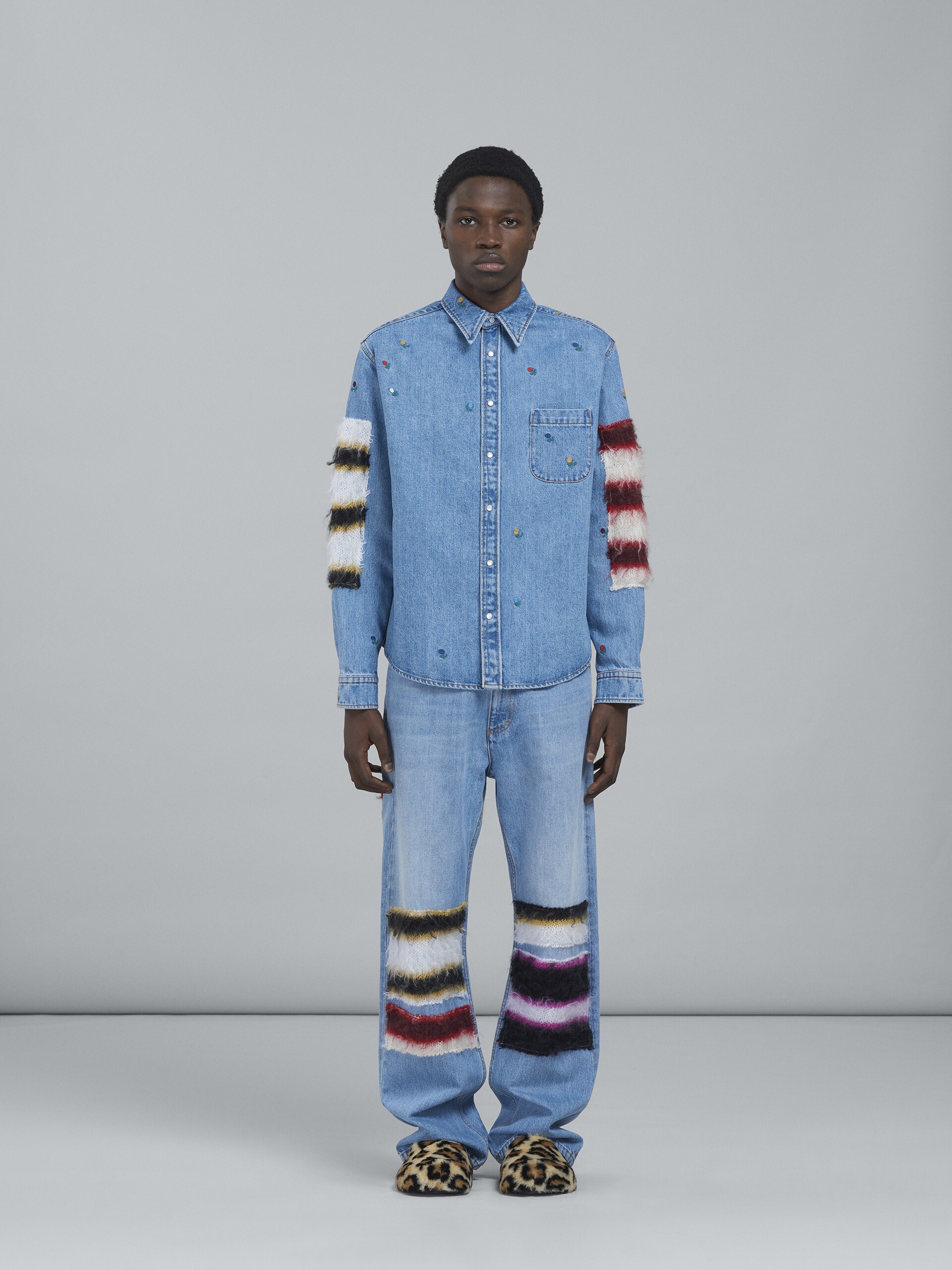DENIM AND MOHAIR PANTS - 2