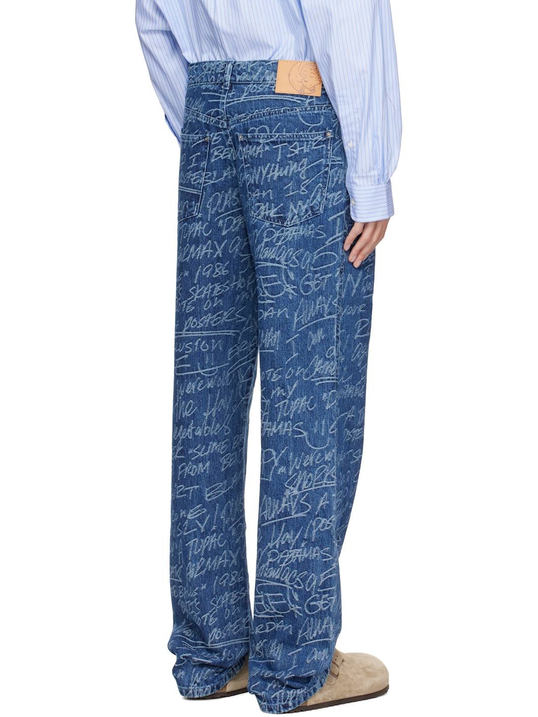 Navy KS Graffiti Straight Leg Jeans - 3