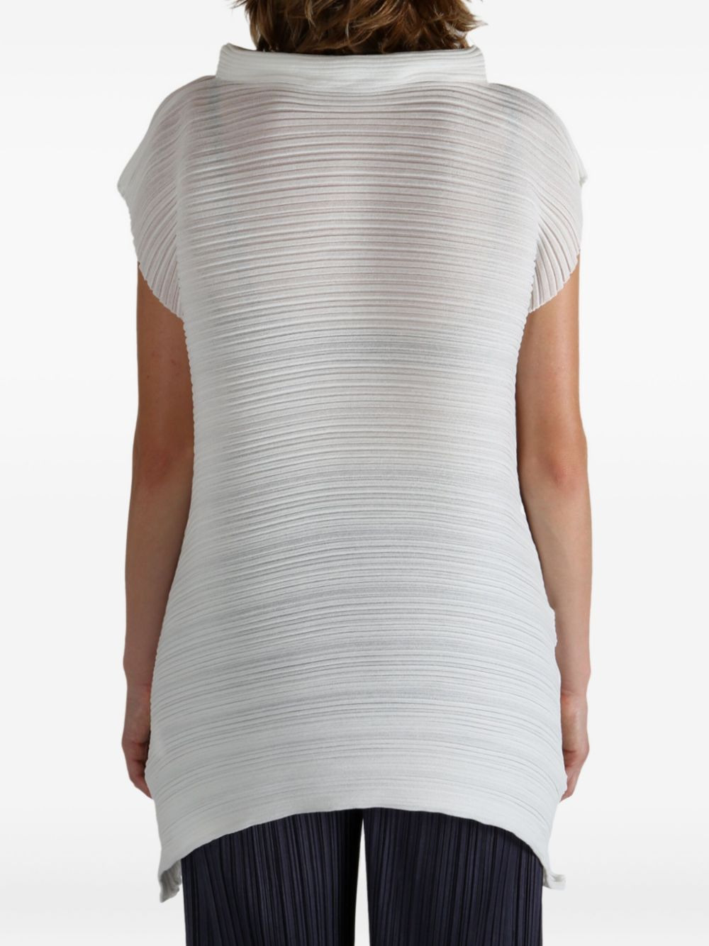 asymmetrical-hem pleated top - 4