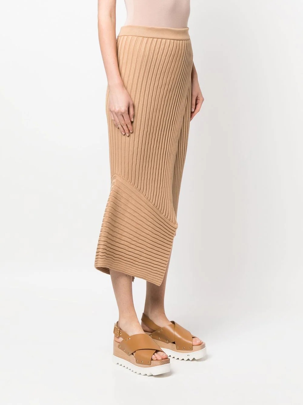 asymmetric rib-knit wrap skirt - 3