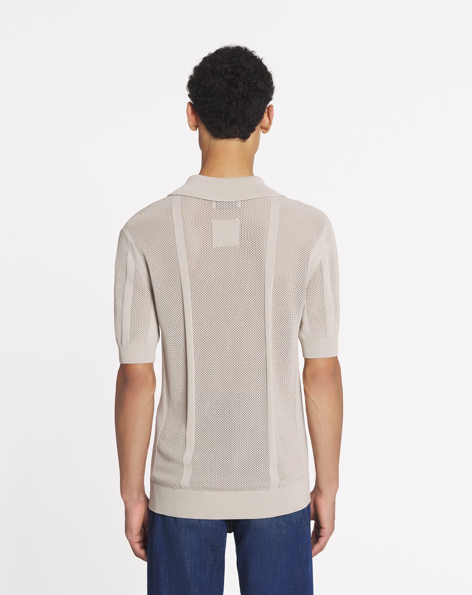 OPENWORK KNIT POLO SHIRT - 4