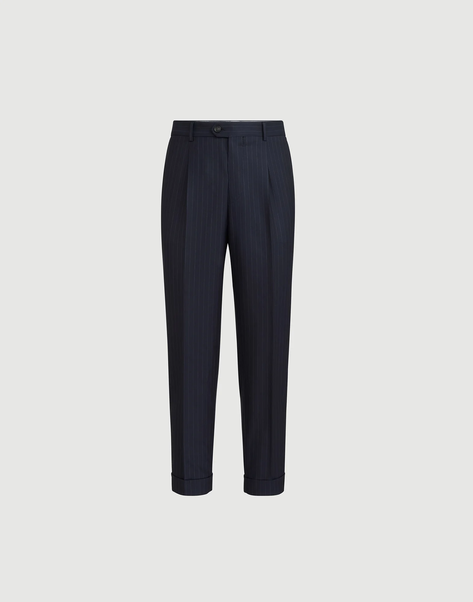 Virgin wool chalk stripe batavia trousers with pleat - 1