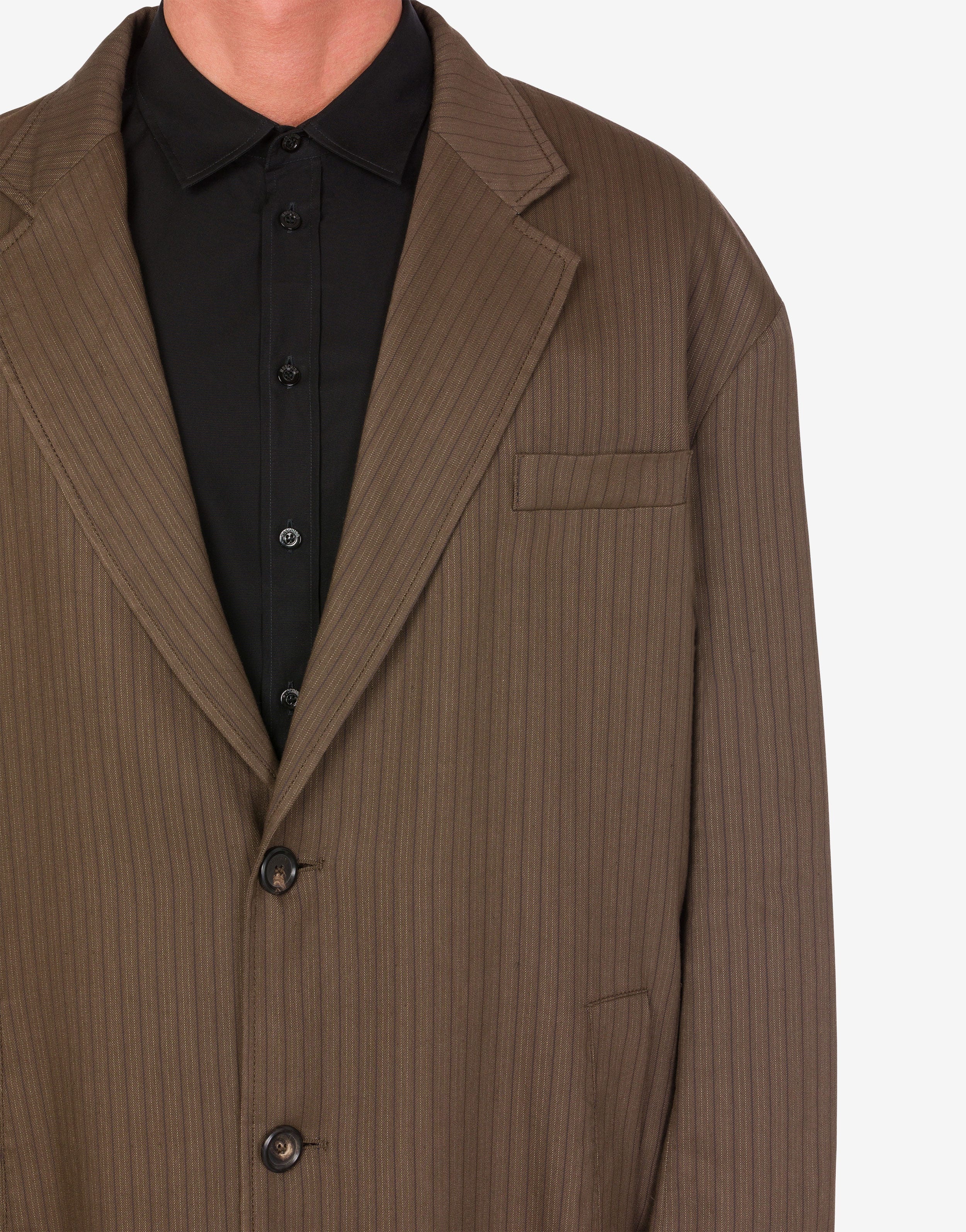 PINSTRIPE LINEN AND VISCOSE COAT - 4